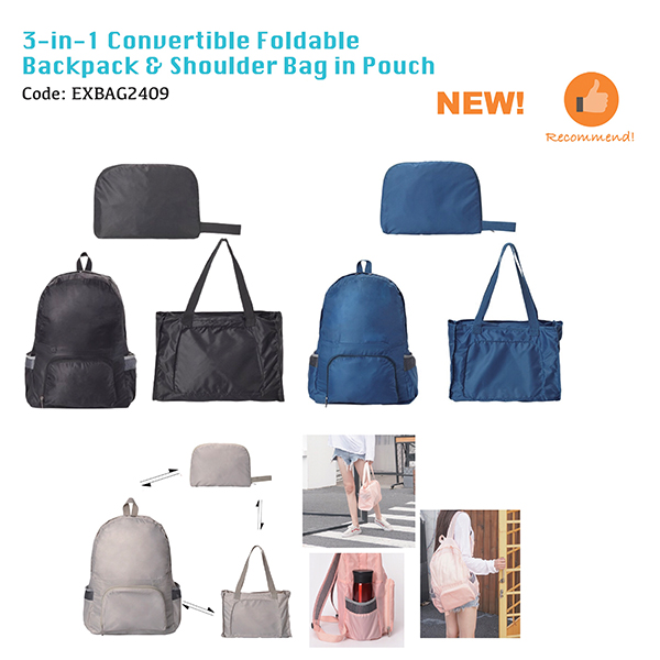 3-In-1 Convertable & Foldable Travel Bag Backpack 